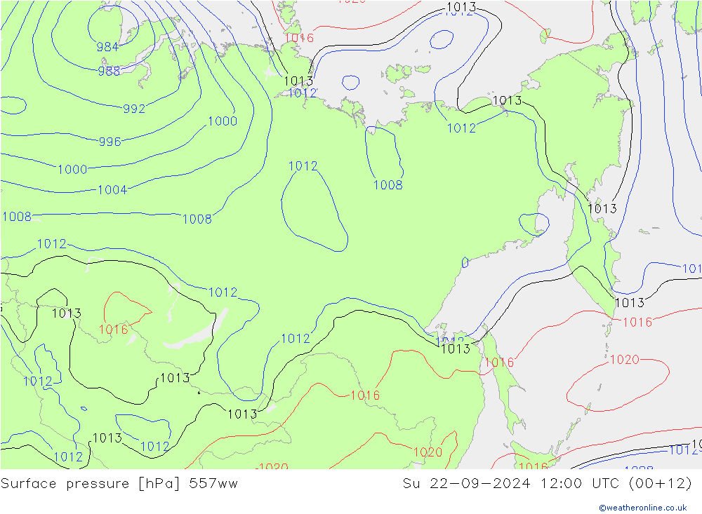 Surface pressure 557ww Su 22.09.2024 12 UTC