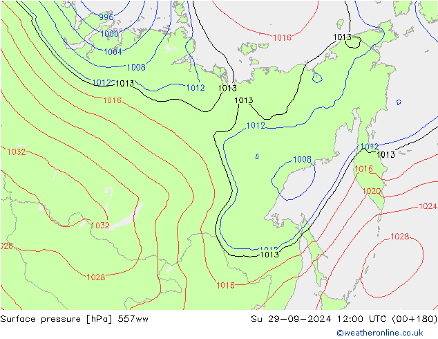 Pressione al suolo 557ww dom 29.09.2024 12 UTC