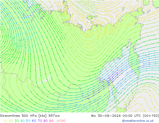 Stromlinien 500 hPa 557ww Mo 30.09.2024 00 UTC