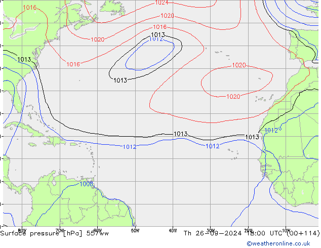 Surface pressure 557ww Th 26.09.2024 18 UTC