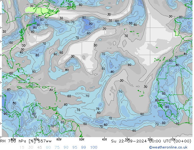 700 hPa Nispi Nem 557ww Paz 22.09.2024 00 UTC