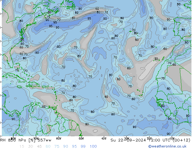 RH 850 hPa 557ww Su 22.09.2024 12 UTC