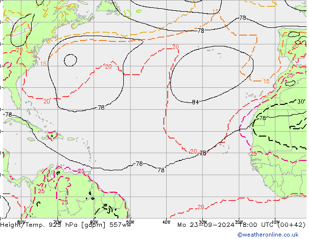 Height/Temp. 925 hPa 557ww Mo 23.09.2024 18 UTC