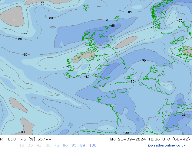 RH 850 hPa 557ww Po 23.09.2024 18 UTC