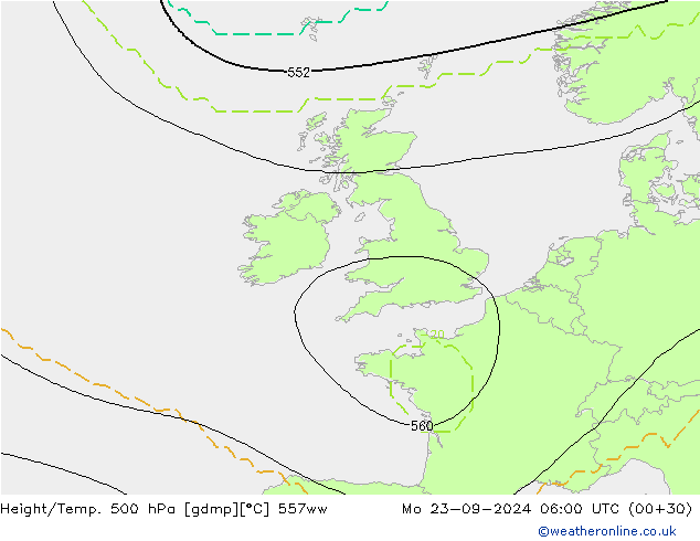 Height/Temp. 500 hPa 557ww lun 23.09.2024 06 UTC