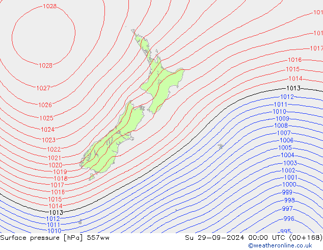 Luchtdruk (Grond) 557ww zo 29.09.2024 00 UTC