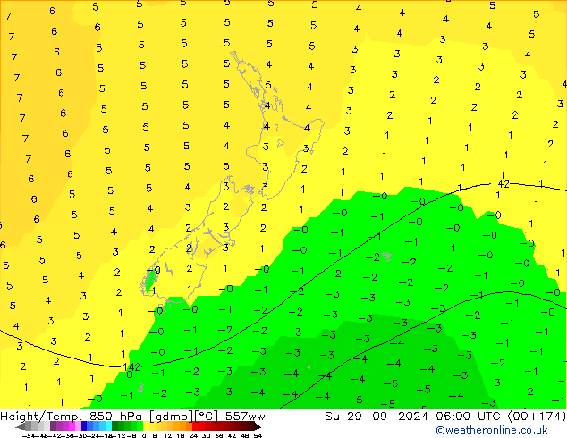 Height/Temp. 850 hPa 557ww Ne 29.09.2024 06 UTC