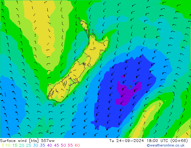 Surface wind 557ww Tu 24.09.2024 18 UTC