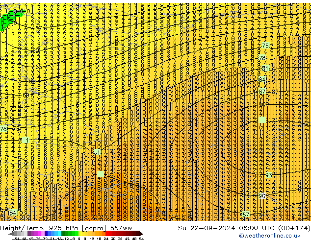 Height/Temp. 925 hPa 557ww dom 29.09.2024 06 UTC