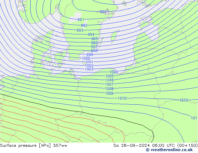 Atmosférický tlak 557ww So 28.09.2024 06 UTC