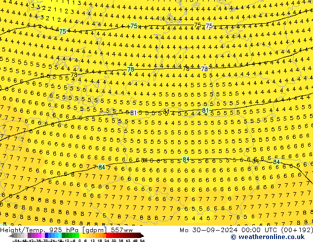 Height/Temp. 925 hPa 557ww Mo 30.09.2024 00 UTC