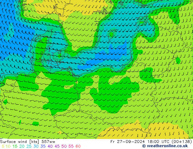 Surface wind 557ww Fr 27.09.2024 18 UTC