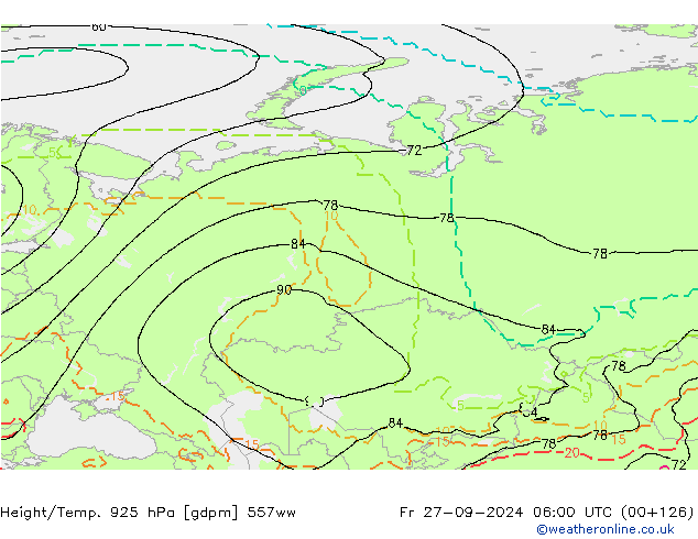 Height/Temp. 925 hPa 557ww Fr 27.09.2024 06 UTC