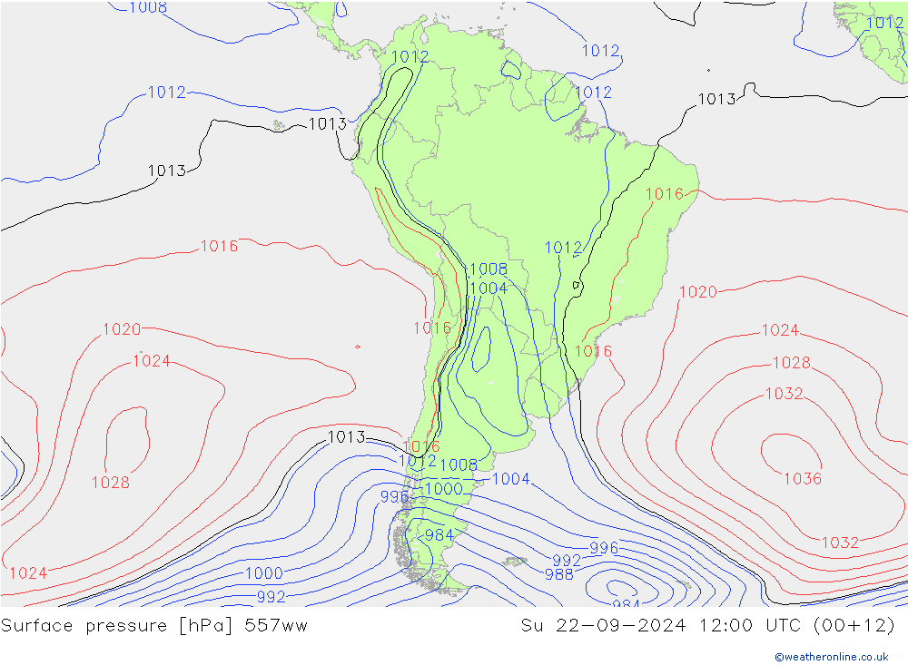 Pressione al suolo 557ww dom 22.09.2024 12 UTC
