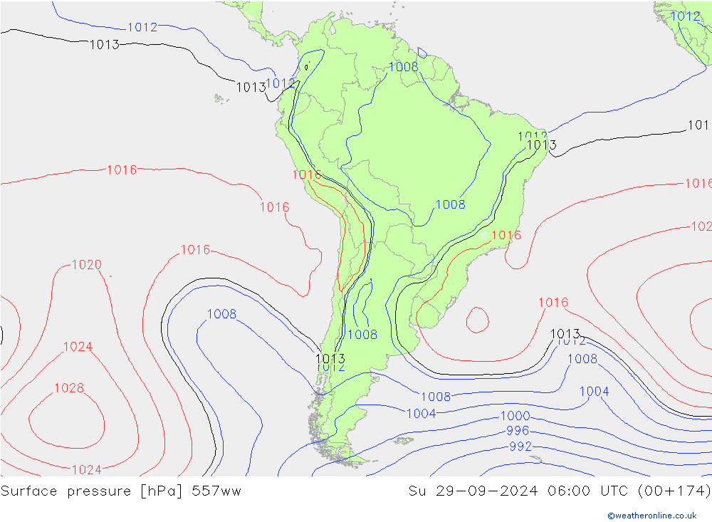 Surface pressure 557ww Su 29.09.2024 06 UTC