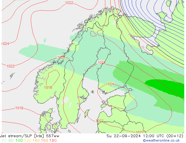 高速氣流/地面气压 557ww 星期日 22.09.2024 12 UTC