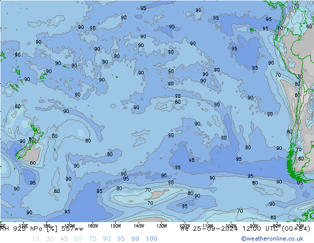 RH 925 hPa 557ww mer 25.09.2024 12 UTC