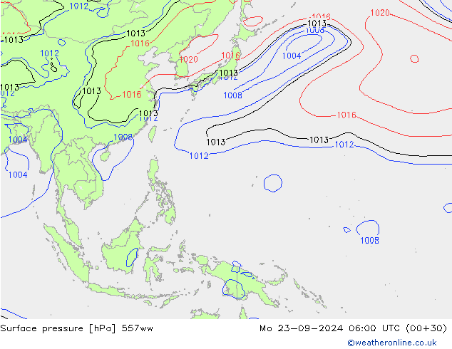 Surface pressure 557ww Mo 23.09.2024 06 UTC