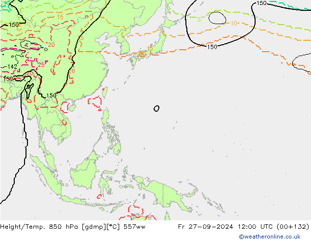 Height/Temp. 850 hPa 557ww Fr 27.09.2024 12 UTC