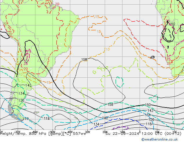 Height/Temp. 850 hPa 557ww Dom 22.09.2024 12 UTC