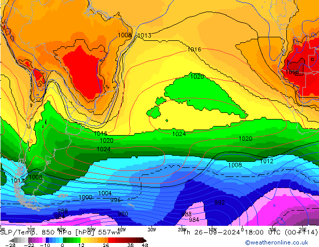 SLP/Temp. 850 hPa 557ww do 26.09.2024 18 UTC