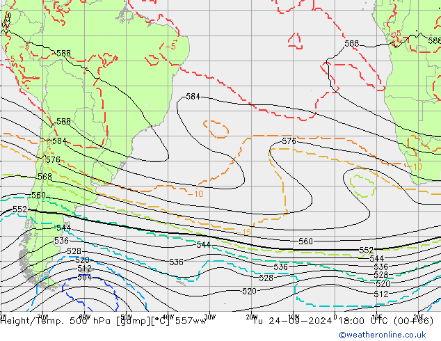 Yükseklik/Sıc. 500 hPa 557ww Sa 24.09.2024 18 UTC