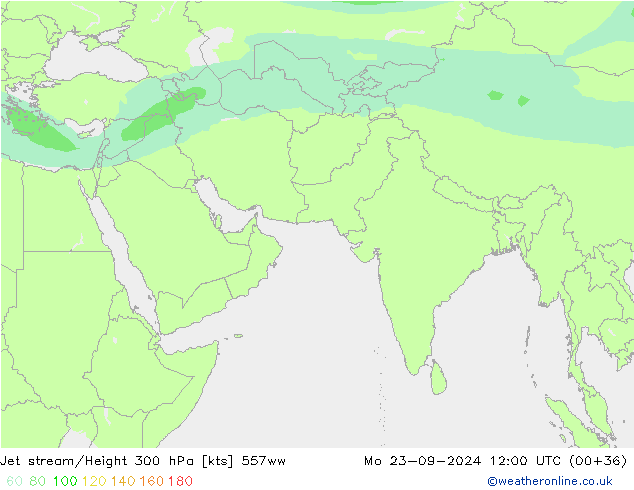 Jet stream/Height 300 hPa 557ww Mo 23.09.2024 12 UTC