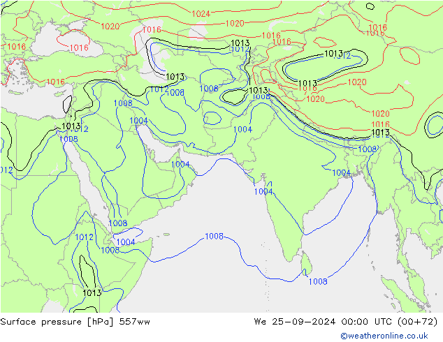 Yer basıncı 557ww Çar 25.09.2024 00 UTC