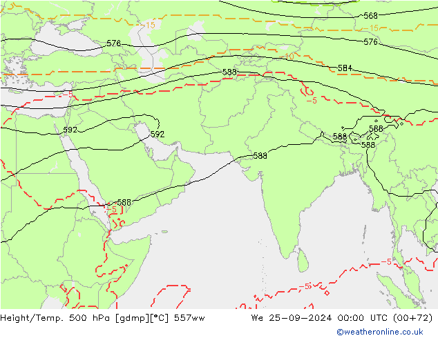 Height/Temp. 500 hPa 557ww We 25.09.2024 00 UTC