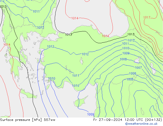 Surface pressure 557ww Fr 27.09.2024 12 UTC