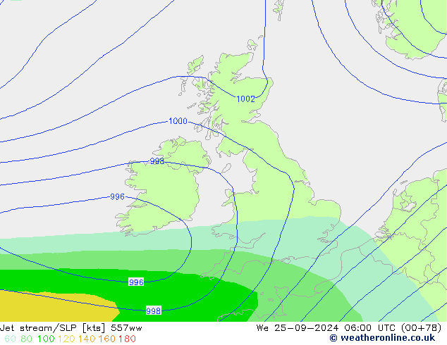 Corriente en chorro 557ww mié 25.09.2024 06 UTC