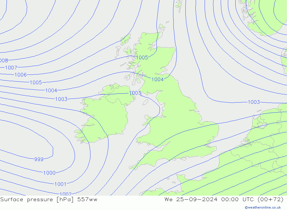 Luchtdruk (Grond) 557ww wo 25.09.2024 00 UTC