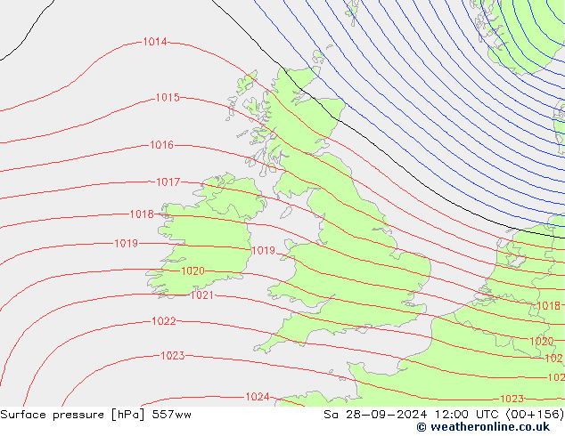 Surface pressure 557ww Sa 28.09.2024 12 UTC