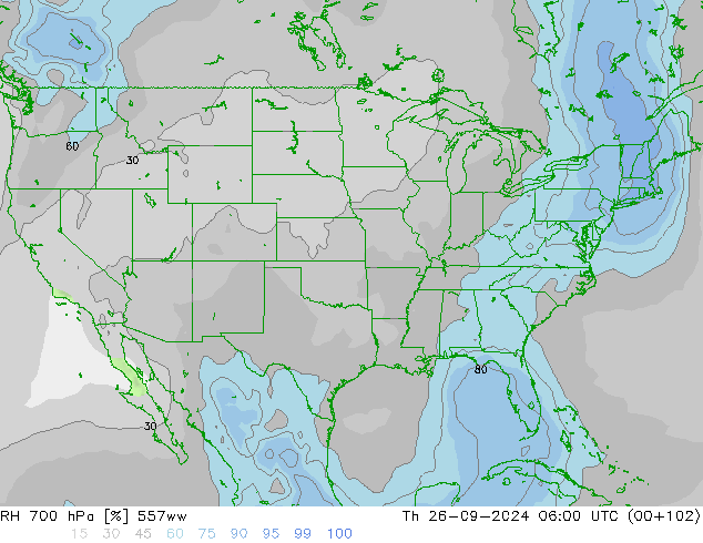 RH 700 hPa 557ww Th 26.09.2024 06 UTC