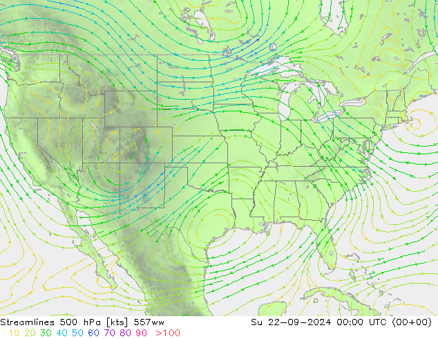  500 hPa 557ww  22.09.2024 00 UTC