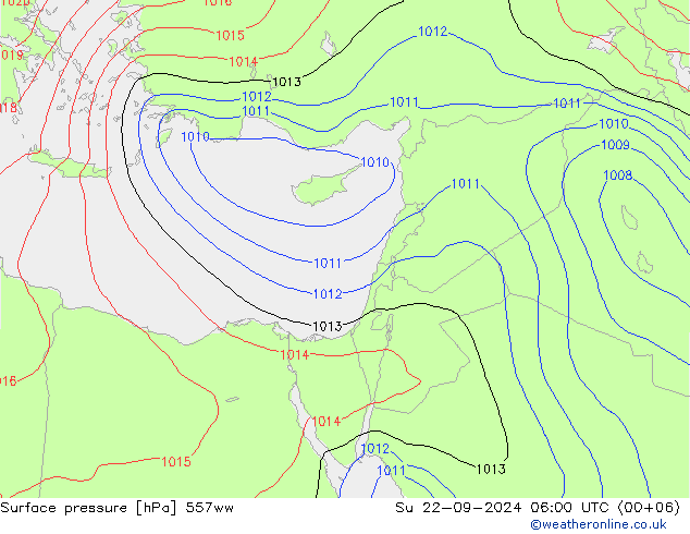 Surface pressure 557ww Su 22.09.2024 06 UTC