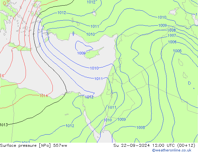 Surface pressure 557ww Su 22.09.2024 12 UTC