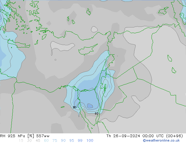 RH 925 hPa 557ww czw. 26.09.2024 00 UTC