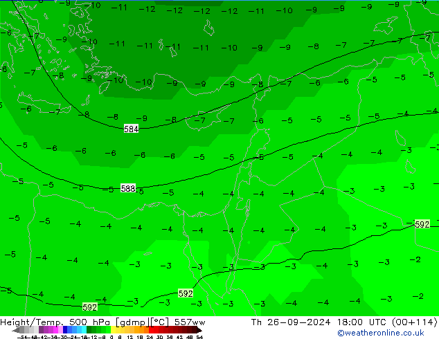 Height/Temp. 500 hPa 557ww Do 26.09.2024 18 UTC