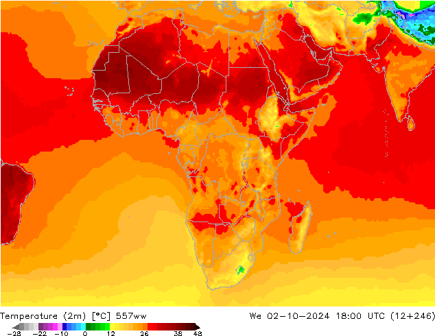 Temperatura (2m) 557ww mer 02.10.2024 18 UTC