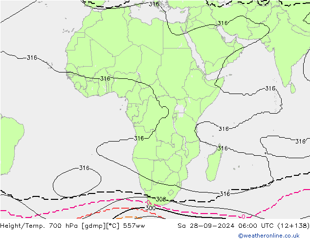 Height/Temp. 700 hPa 557ww Sa 28.09.2024 06 UTC