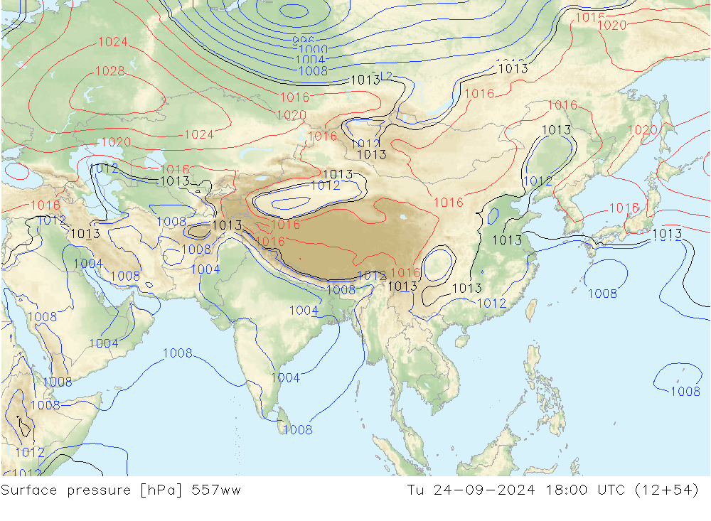 Pressione al suolo 557ww mar 24.09.2024 18 UTC