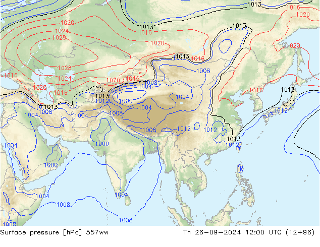 Presión superficial 557ww jue 26.09.2024 12 UTC