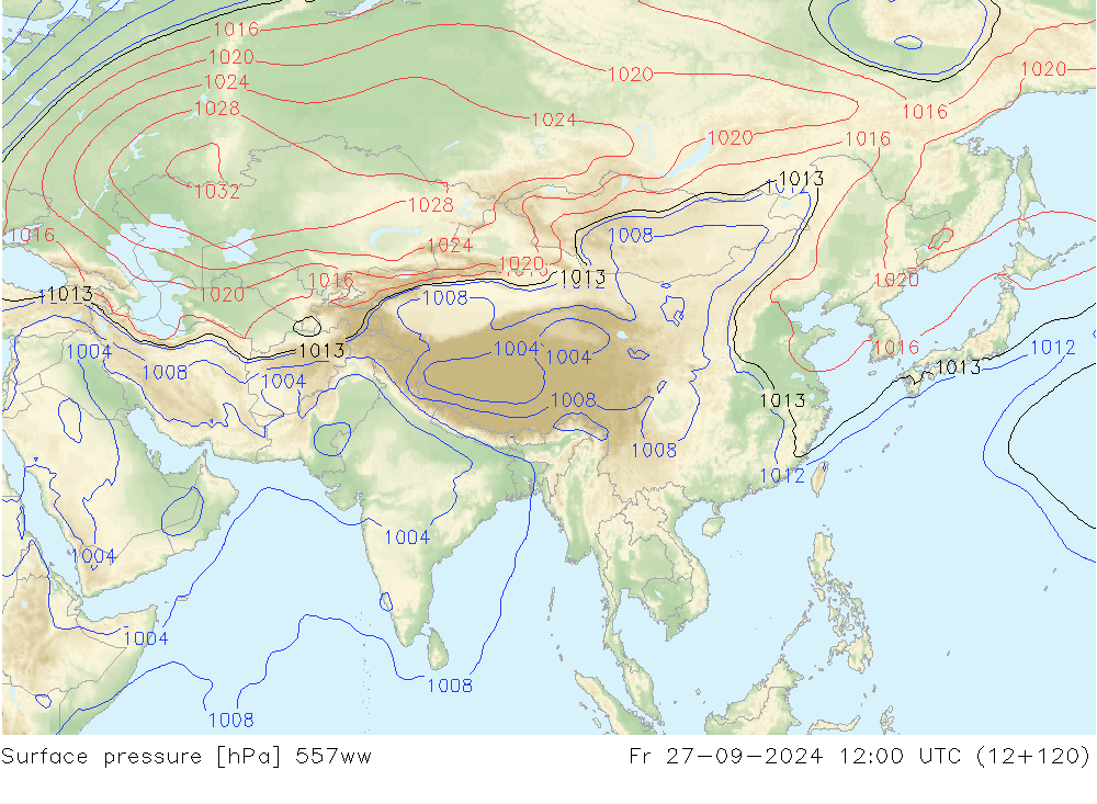 Surface pressure 557ww Fr 27.09.2024 12 UTC