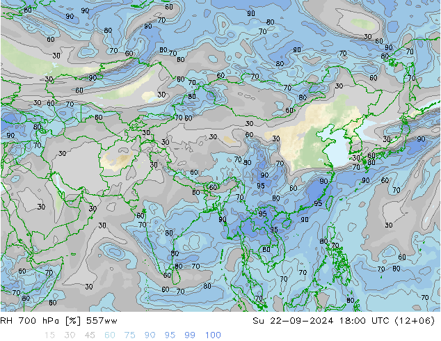 RH 700 hPa 557ww  22.09.2024 18 UTC