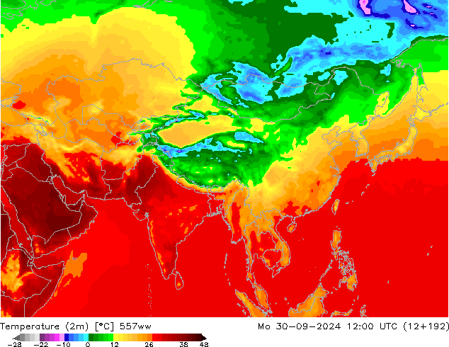 Temperature (2m) 557ww Mo 30.09.2024 12 UTC