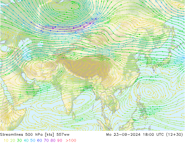 Streamlines 500 hPa 557ww Mo 23.09.2024 18 UTC