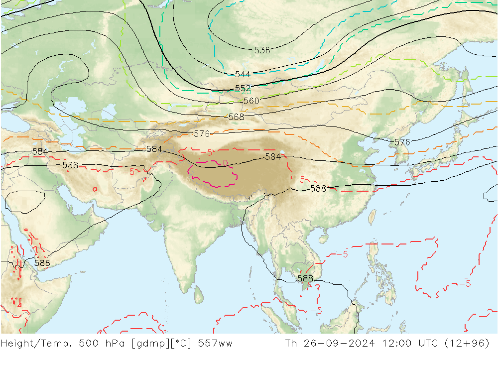 Geop./Temp. 500 hPa 557ww jue 26.09.2024 12 UTC