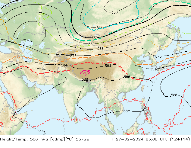 Height/Temp. 500 hPa 557ww ven 27.09.2024 06 UTC