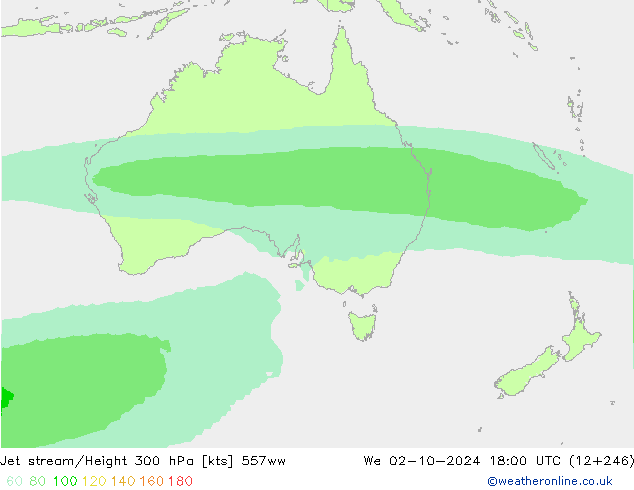 Jet stream/Height 300 hPa 557ww We 02.10.2024 18 UTC